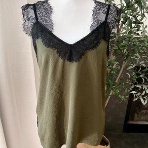 Womens khaki with lace blouse Top